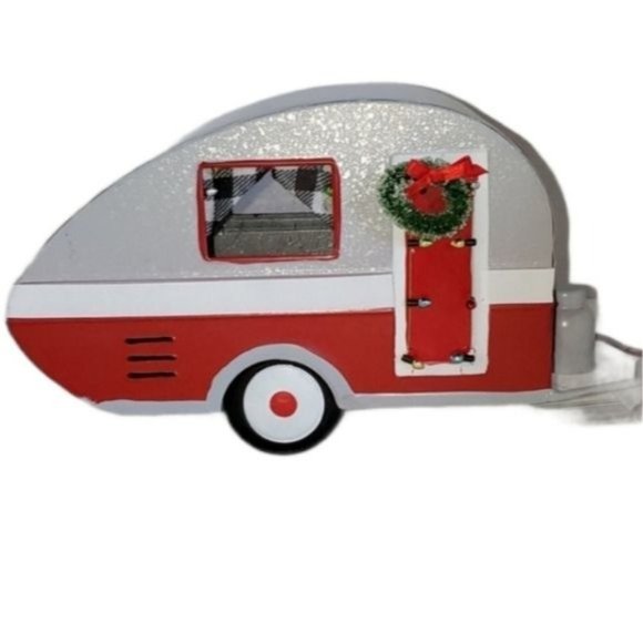 Camper Country Trailer Mini Decor Christmas Holiday TEAR DROP - Picture 1 of 7